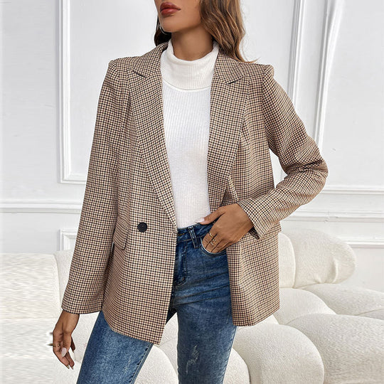Damen Blazer im klassischen Karomuster mit dezentem Schnitt R&B