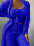 Damen warmer und bequemer Lounge-Anzug mit Oversized-Jacke und lockerem Top R&B