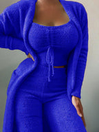 Damen warmer und bequemer Lounge-Anzug mit Oversized-Jacke und lockerem Top R&B