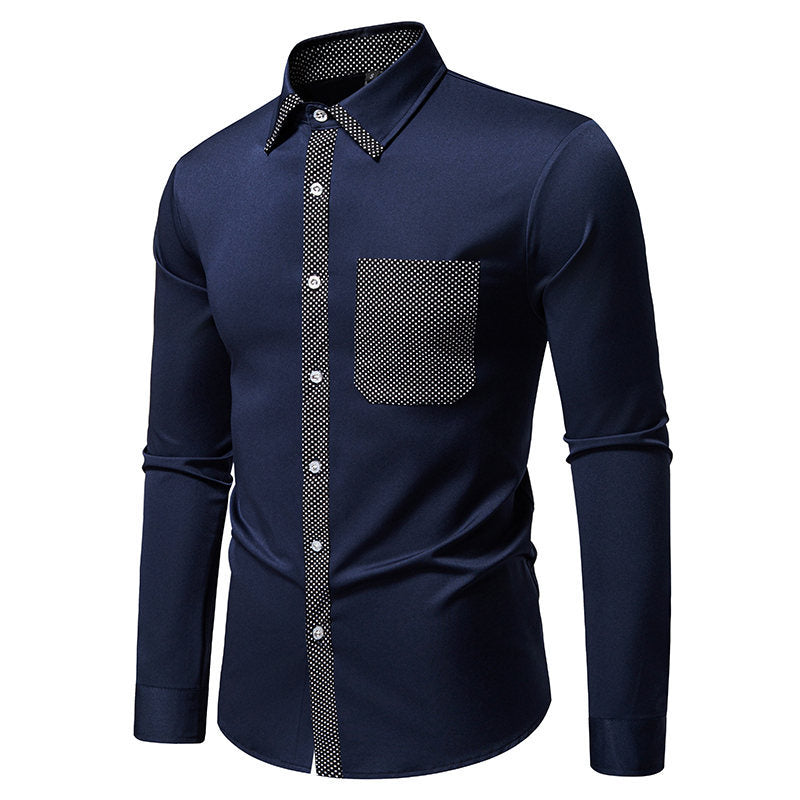 Herren Langarmhemd mit kontrastierendem Kragen und modischer Brusttasche R&B