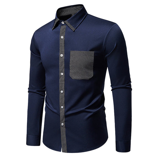 Herren Langarmhemd mit kontrastierendem Kragen und modischer Brusttasche R&B