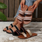 Damen Sportliche Sandalen mit Glitzerelementen und verstellbaren Riemen R&B
