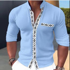 Herren Modische Langarmbluse mit dekorativem Kragen und edlem Design R&B