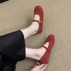 Damen Ballerinas mit modischem Riemchen und goldener Schnalle R&B