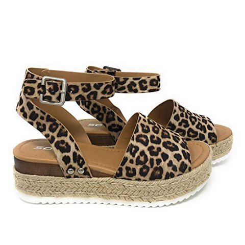 Damen Plateau-Sandalen mit verstellbarem Riemen und Jute-Detail R&B