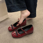 Damen Ballerinas mit modischer Schleife und perlenverziertem Riemen R&B