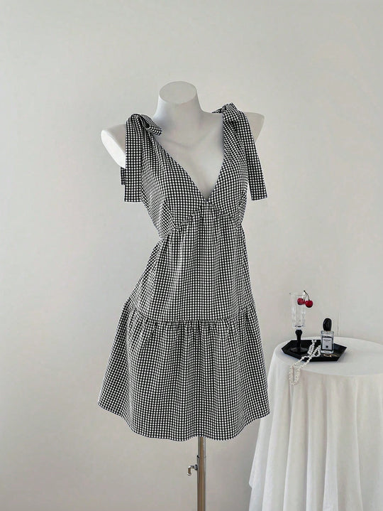 Damen Sommerkleid mit Rüschendetails und verstellbaren Trägern R&B