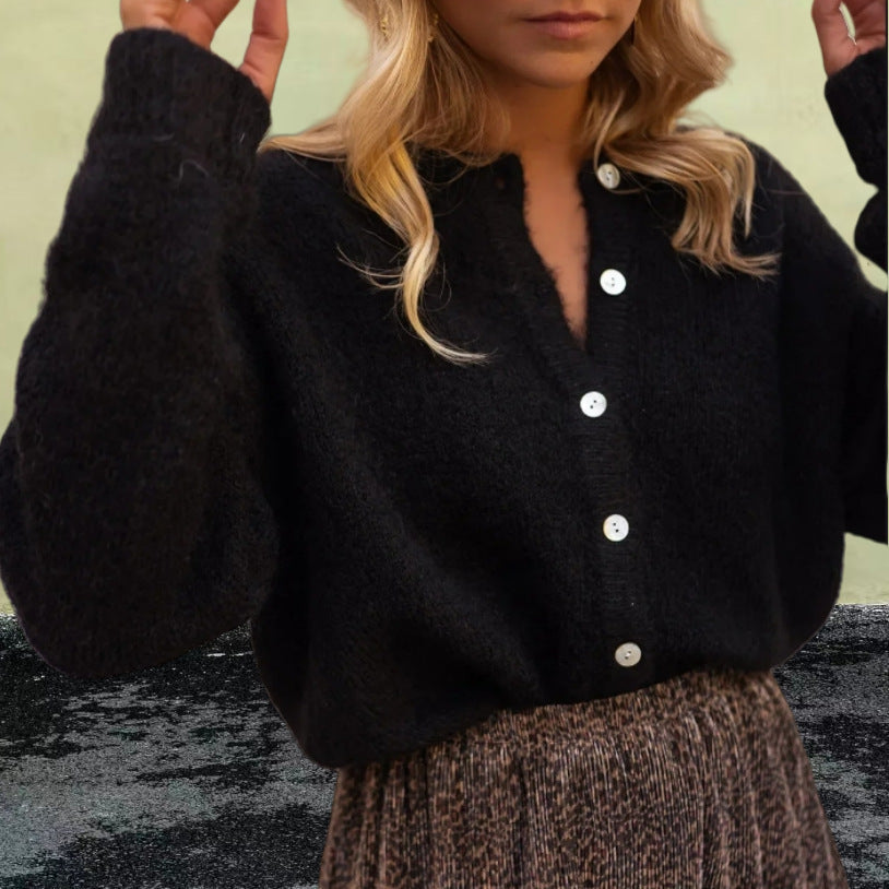 Damen Grobstrickpullover mit Knopfdetails und lässigem Schnitt R&B