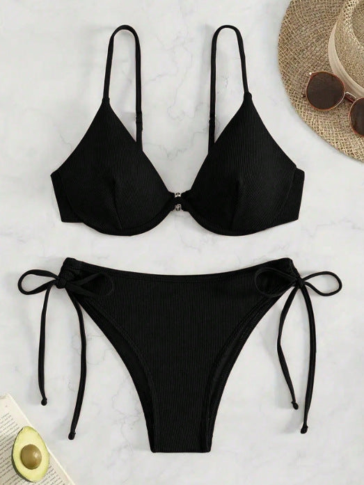 Damen Triangel-Bikini mit verstellbaren Trägern und Seitenschnürungen R&B