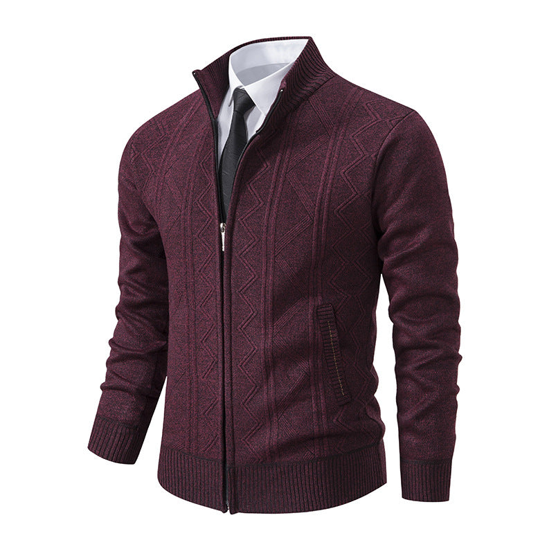 Herren modische Strickjacke mit hohem Kragen und Reißverschluss R&B