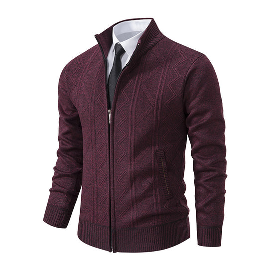 Herren modische Strickjacke mit hohem Kragen und Reißverschluss R&B