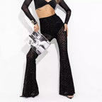 Damen Hoch taillierte Leoparden-Hose mit weitem Bein R&B