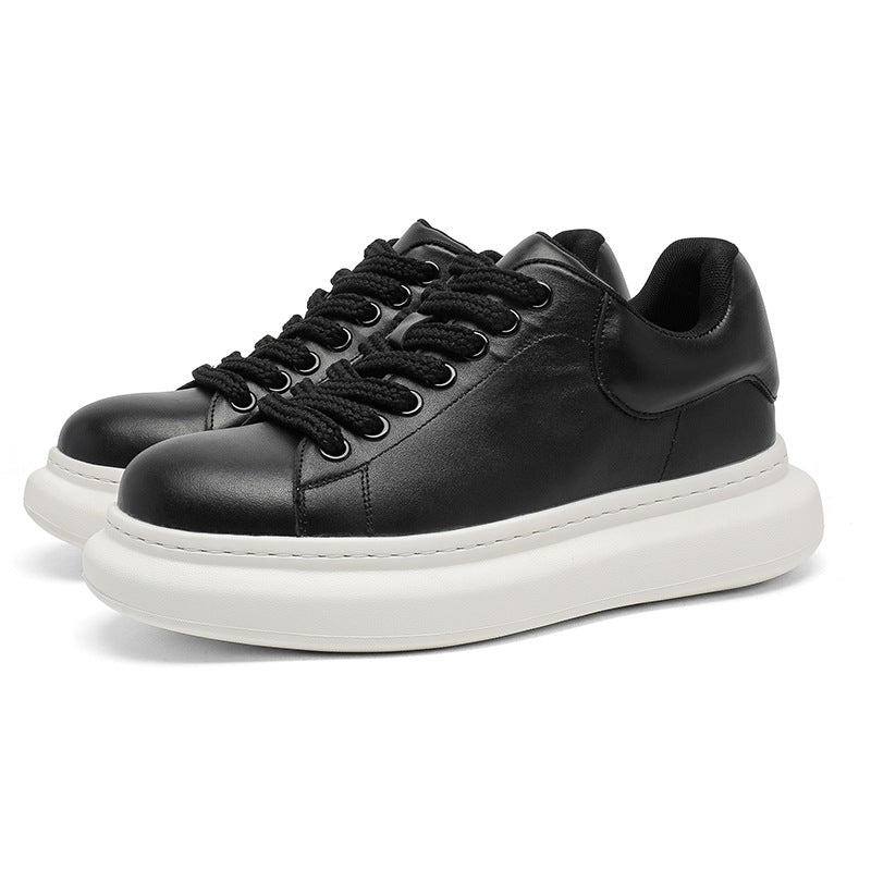 Damen Komfortable Leder Sneakers mit dicker Sohle R&B