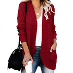 Damen legerer Strickmantel mit Taschen und offenen Front R&B