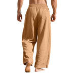 Herren nan leichte Leinen-Loungehose mit elastischem Bund und Seitentaschen R&B