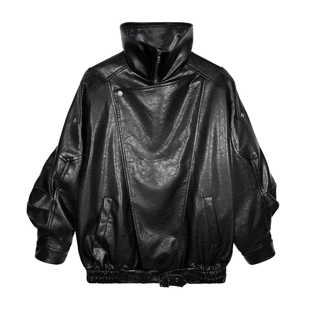 Damen Kunstlederjacke mit hohem Kragen und lässigem Schnitt R&B