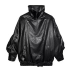 Damen Kunstlederjacke mit hohem Kragen und lässigem Schnitt