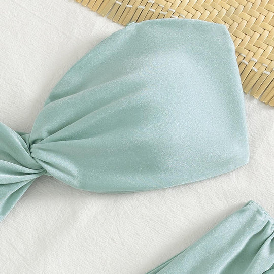 Damen Bandeau-Bikini mit modischem Knotendesign und figurformendem Unterteil R&B