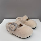 Damen Hausschuhe aus weichem Fleece mit modischem Schnallenverschluss R&B