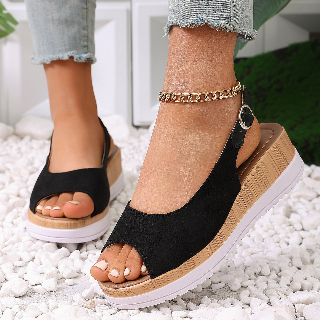 Damen Sling-Sandalen mit raffiniertem Riemen-Design und korkähnlicher Sohle R&B
