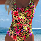 Damen Einteiliger Badeanzug mit floralen Akzenten und sportlichem Schnitt