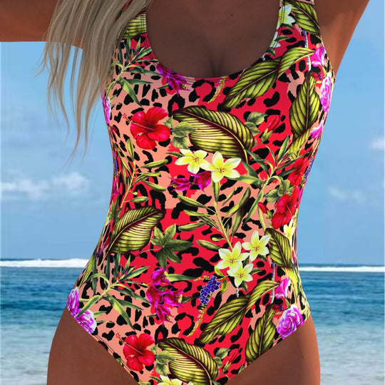 Damen Einteiliger Badeanzug mit floralen Akzenten und sportlichem Schnitt R&B