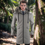 Herren Modische Parka-Jacke mit abnehmbarer Kapuze und praktischen Taschen R&B