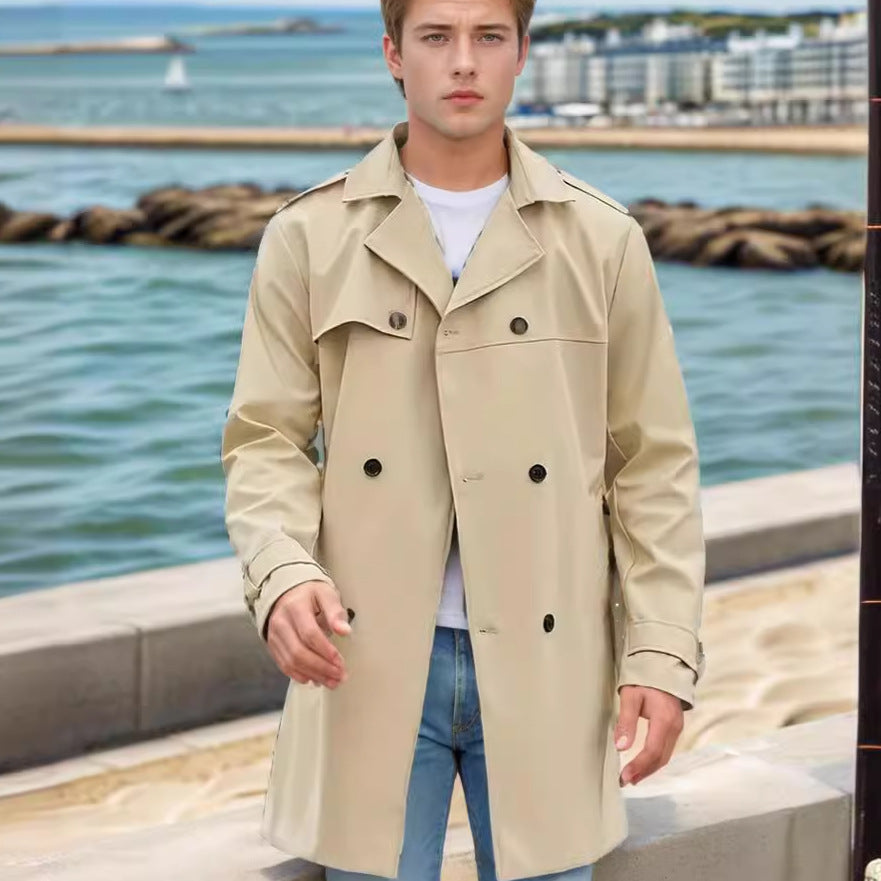 Herren modischer Trenchcoat mit praktischen Seitentaschen und abnehmbarem Innenfutter R&B