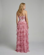 Abendkleid lang trägerlos mit Schlitz