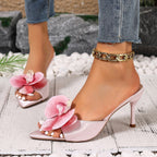 Damen Slingback Sandalen mit floralem Design und modischem Absatz