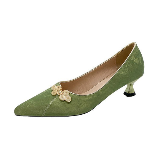 Damen elegante Spitze Pumps mit floralem Schmuckdetail R&B
