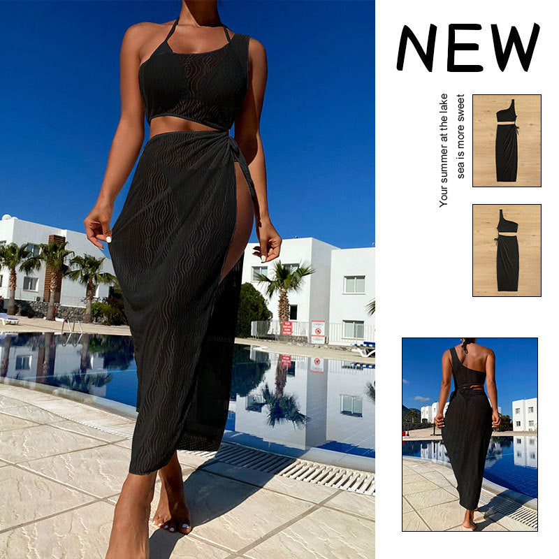 Damen asymmetrisches Crop-Top mit lässigem Midi-Rock