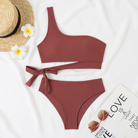 Damen Asymmetrischer Bikini mit verstellbarem Bindegurt R&B