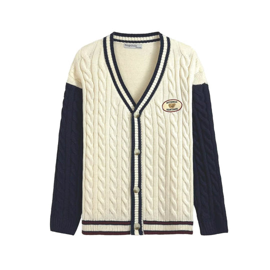 Damen Strickcardigan mit V-Ausschnitt und raffiniertem Muster R&B