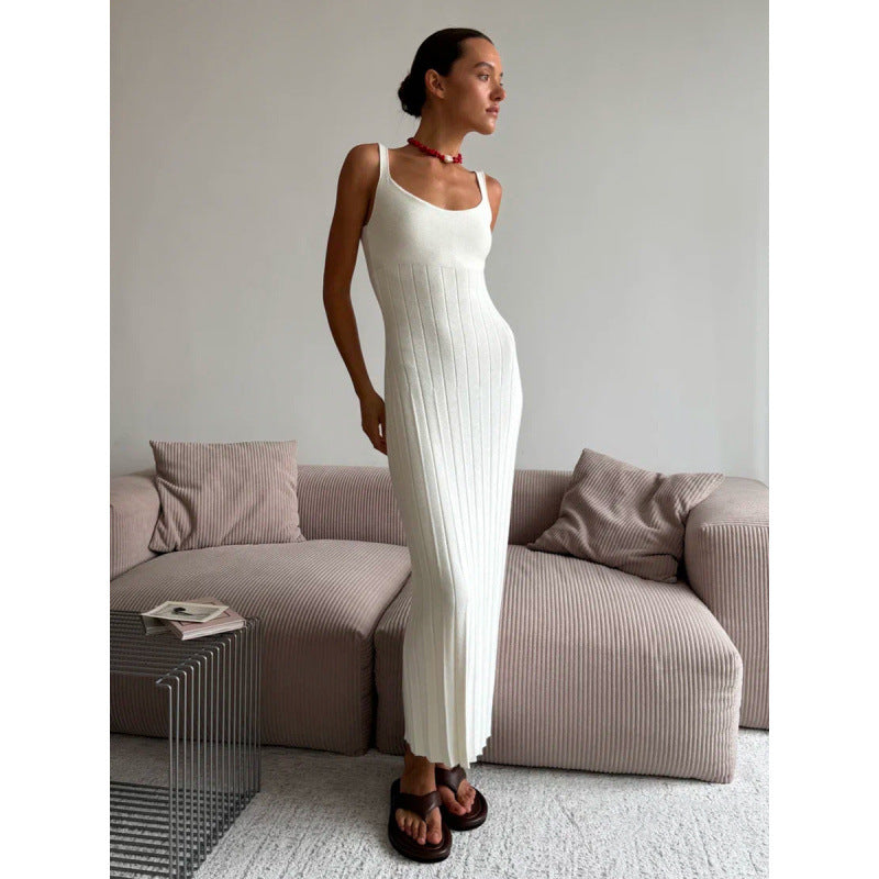 Damen Elegantes gestricktes Maxikleid mit schmalem Schnitt R&B