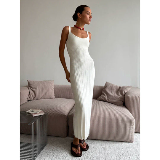 Damen Elegantes gestricktes Maxikleid mit schmalem Schnitt R&B