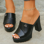 Damen Plateau-Mules mit eleganter Faltenoptik und hochwertigem Obermaterial R&B