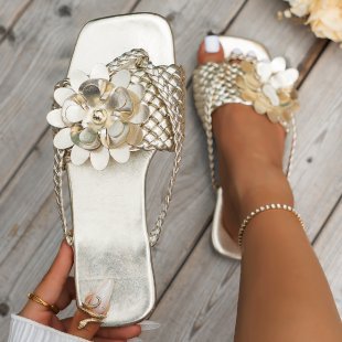 Damen modische Riemchensandalen mit Blumendesign R&B