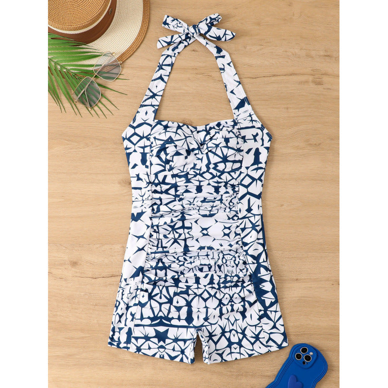 Damen Einteiliger Badeanzug mit modischer Raffung und sportlichem Design R&B