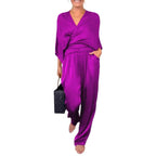 Damen Elegantes Wickeloberteil mit weitem Schnitt und passenden Palazzo-Hosen