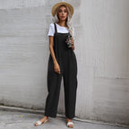 Damen Lässiger Jumpsuit mit praktischen Taschen und verstellbaren Trägern R&B