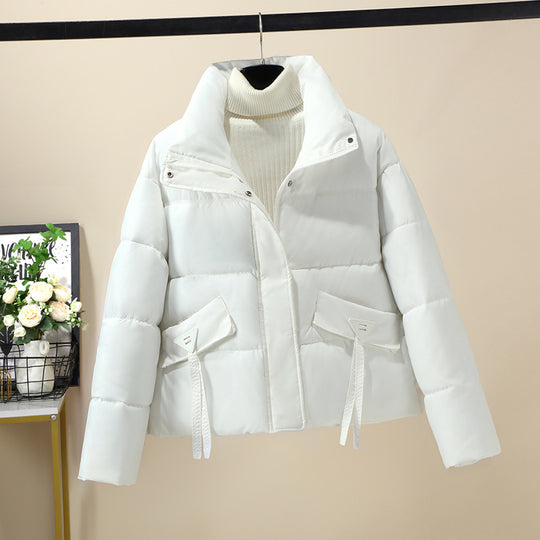 Damen Kurzgeknöpfte Steppjacke mit hohem Kragen und seitlichen Taschen R&B