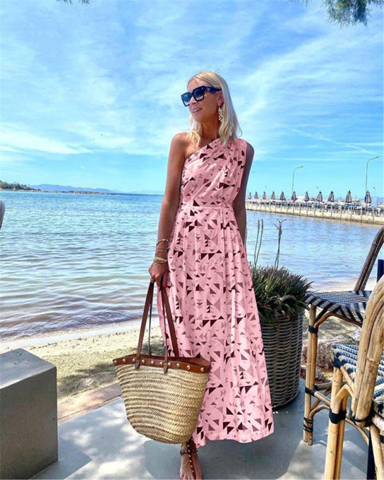 Damen Maxikleid mit asymmetrischem Ausschnitt R&B