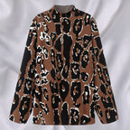 Damen Oversized Pullover mit animalischem Muster und hohem Kragen R&B