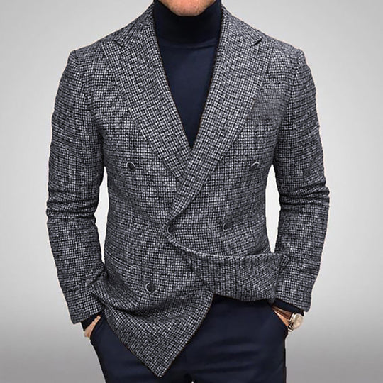 Herren modischer doppelreihiger Blazer mit feinem Strukturdesign R&B