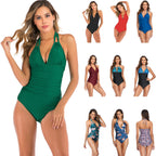 Damen Einteiler Badeanzug mit figurformendem Design und V-Ausschnitt R&B