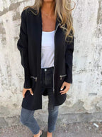 Damen Elegante Strickjacke mit Reißverschluss und Taschen R&B