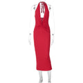 Damen figurbetontes Maxikleid mit tiefem Dekolleté und Rückenschnürung R&B