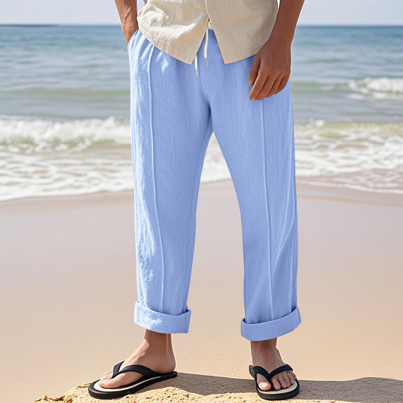 Herren lässige Strandhose mit verstellbarem Kordelzug und atmungsaktivem Material R&B