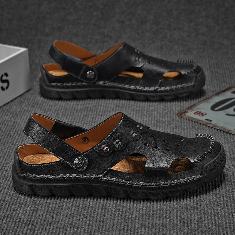 Damen Sommerliche offene Ledersandalen mit atmungsaktiver Oberstruktur R&B